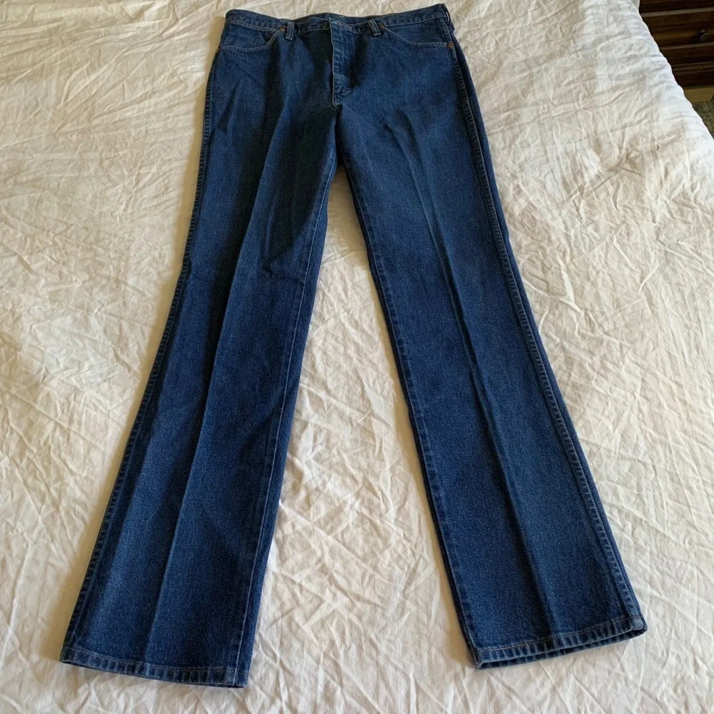 Wrangler 36x36 Jeans Blue Cowboy Cut Slim Fit 936DEN Made in USA Dark & Starched